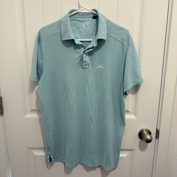 Tommy Bahama Other - Tommy Bahama Men's Aqua Blue Polo White Logo Size Small 100% Cotton